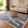 Hand Tufted Wool Rug – Soft Blue & Cream Scandinavian Area Rug | Organic Modern Minimalist Carpet