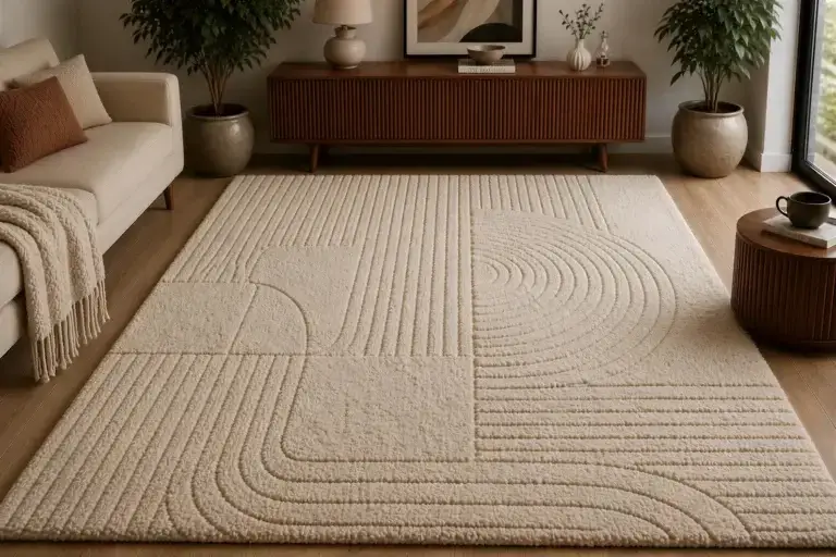 home Cream Beige Japandi Area Rug