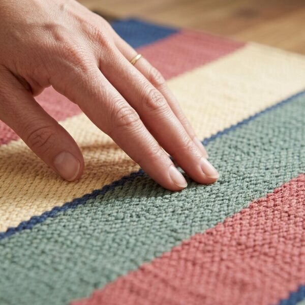 Handwoven Cotton Durrie Rug – Pastel Striped Flatweave Area Rug
