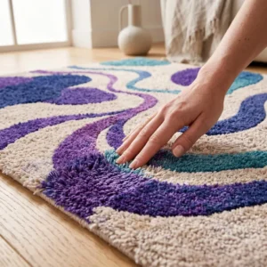 Modern Wool Rug – Abstract Purple Organic Hand-Tufted Sculptural Area Rug